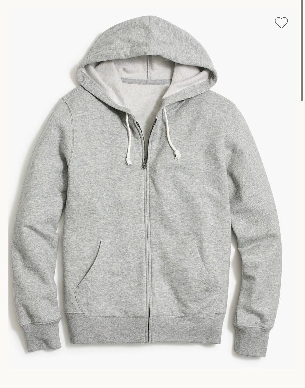 J. Crew Authentic Fleece Full Zip Drawstring Hoodie gray Medium NEW